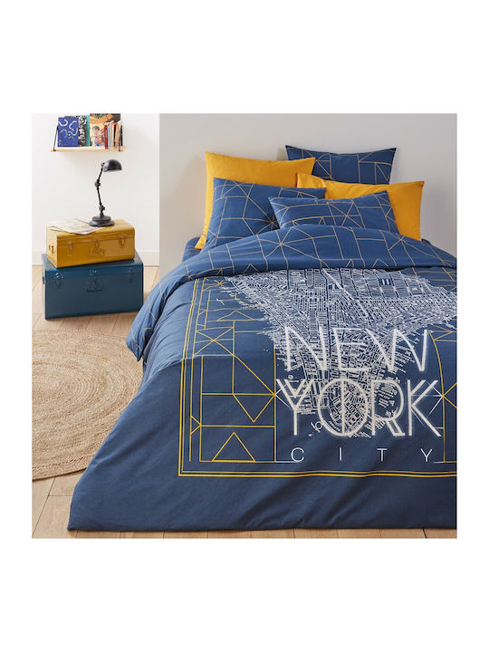 So'Home Sheet for Single Bed with Elastic 90x190cm. Blue