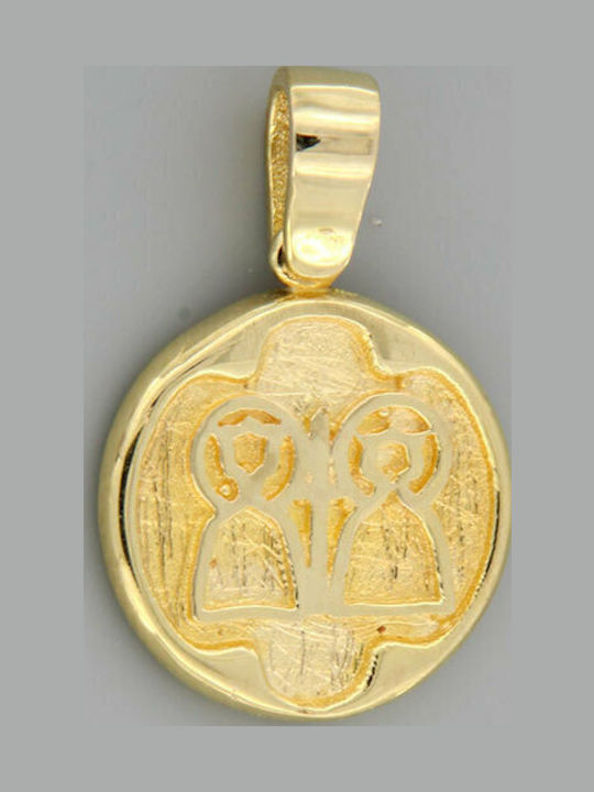 Ios Pendant Kids Talisman Double Sided Konstantinato made of Gold 9K ΜΕ1691Μ