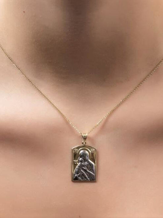 Eforo Pendant Kids Talisman with the Virgin Mary made of Gold 14K PA11400176