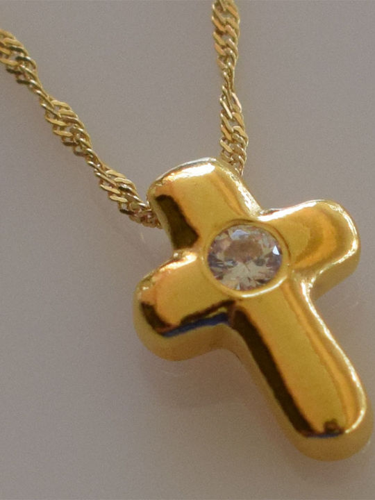 Bizoutaki Kreuz aus Vergoldetem Silber mit Kette