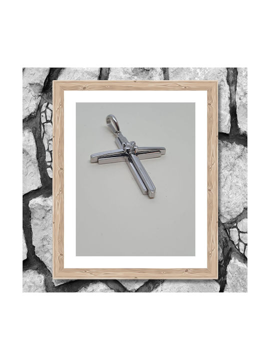 Mentzos Weißgold Kreuz 18K mit Kette