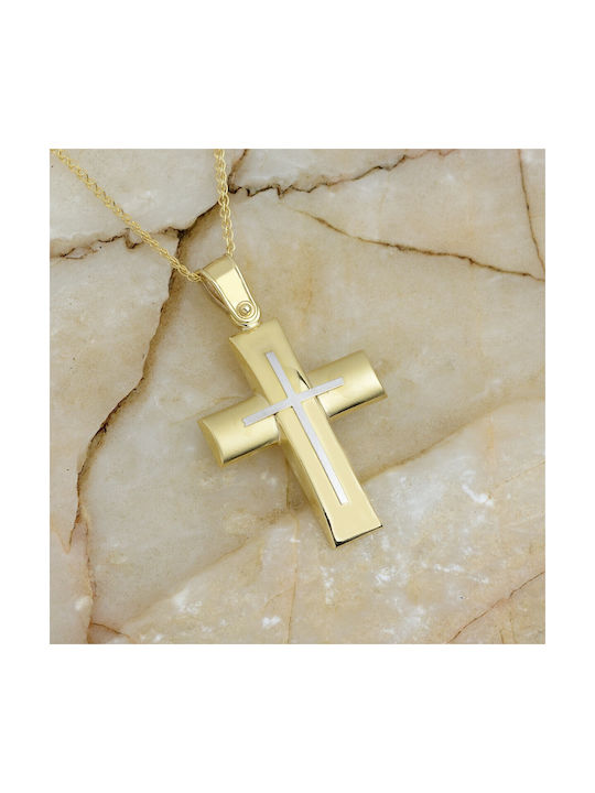 Ioannou24 Gold Kreuz 14K mit Kette