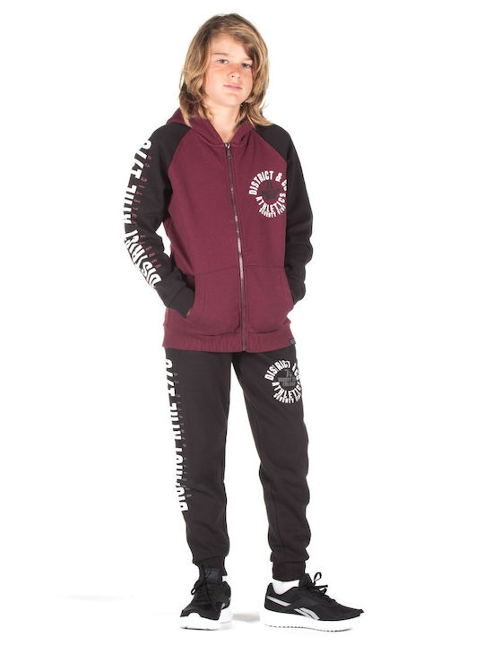 Kids Sweatshirt Cardigan with Hood Burgundy