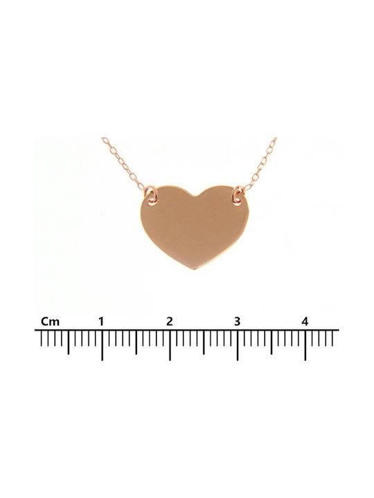 Mentzos Necklace with design Heart from Rose Gold 14K