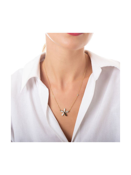 Amor Amor Necklace with design Flower from Gold Plated Steel