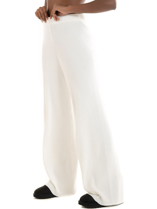 Black & Black Women's High-waisted Fabric Trousers White