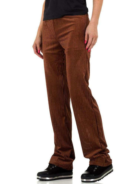 Beltipo Women's Fabric Trousers Striped Brown