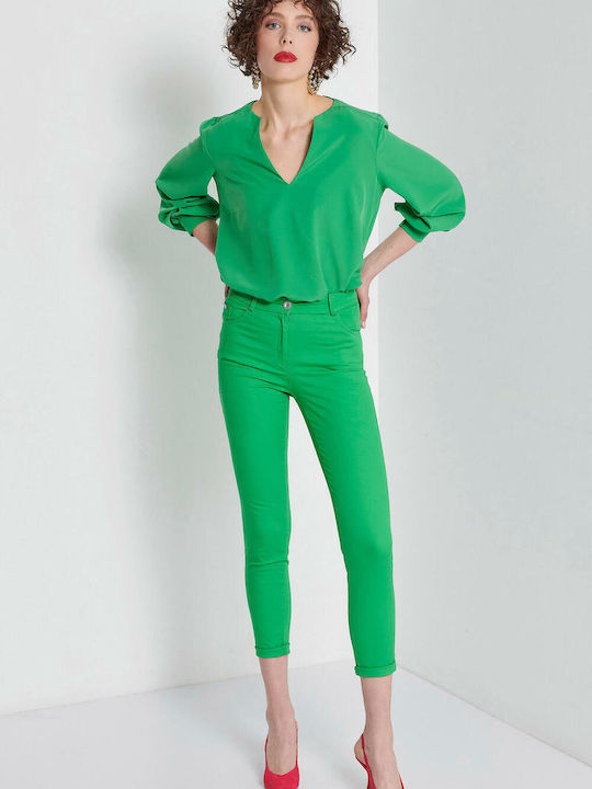 Bill Cost Women's High-waisted Cotton Trousers Green