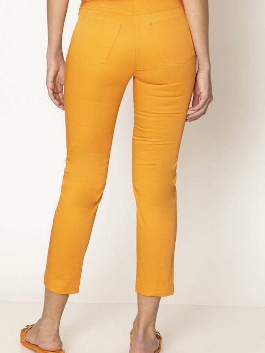 Maxin Women's High-waisted Fabric Capri Trousers Orange