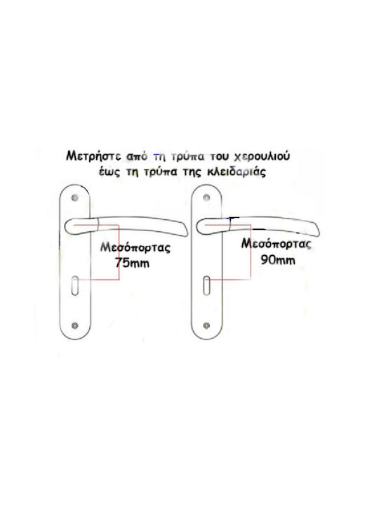 Viobrass Πόμολο Εξώπορτας με Πλάκα Δεξί Γκρι