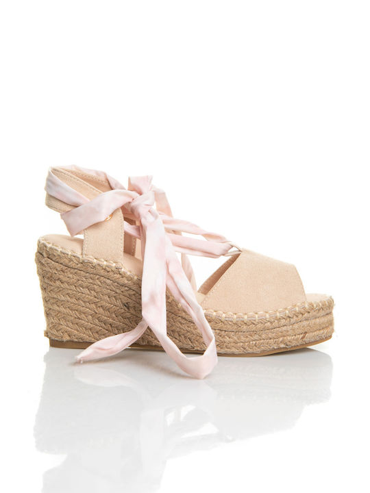 Shoe Art Women's T-Strap Platforms Beige