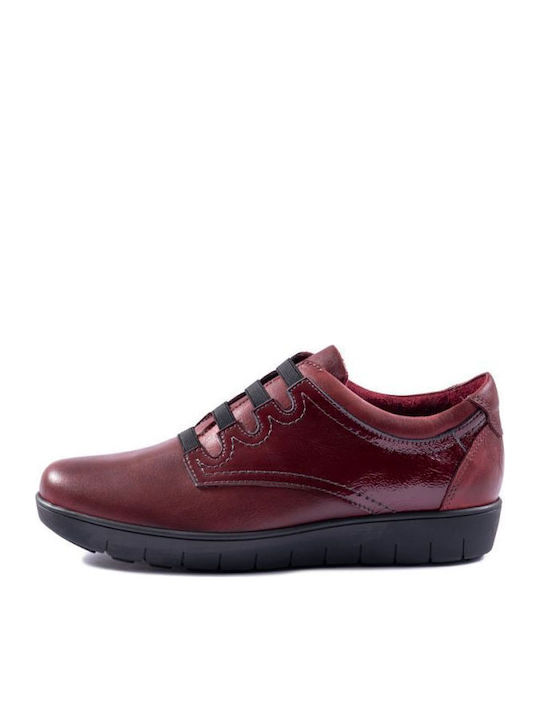 Leder Damen Oxfords in Burgundisch Farbe