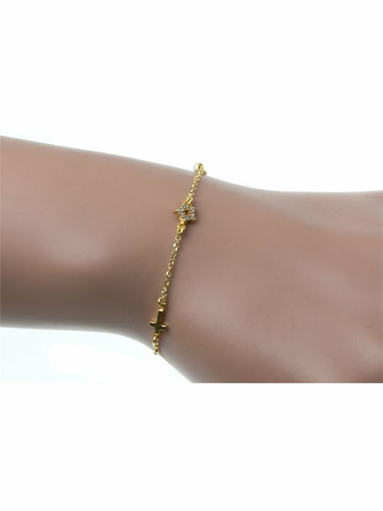 Paraxenies Bracelet Chain with Cross design made of Silver Gold Plated