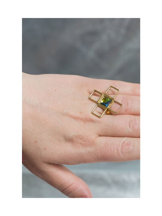 Paraxenies Ring with Stones made of Silver Gold Plated