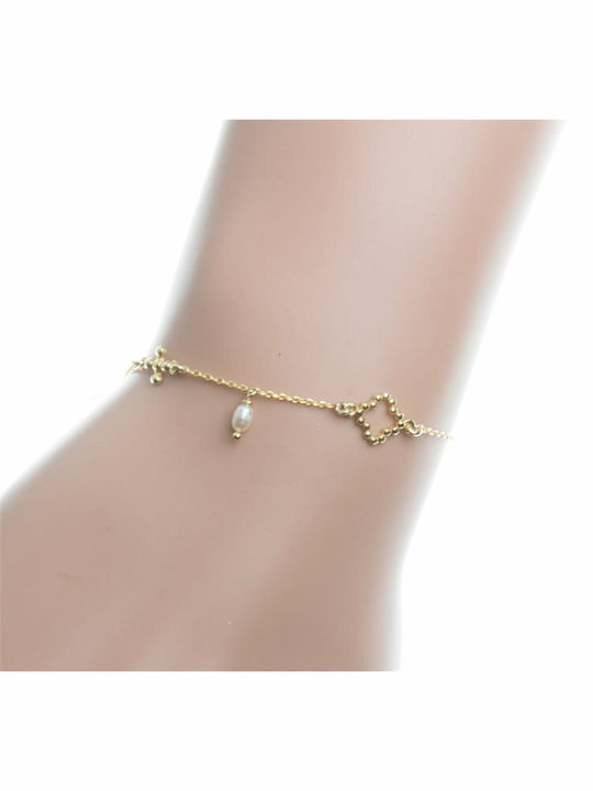 Paraxenies Bracelet Chain with Cross design made of Silver Gold Plated with Pearls