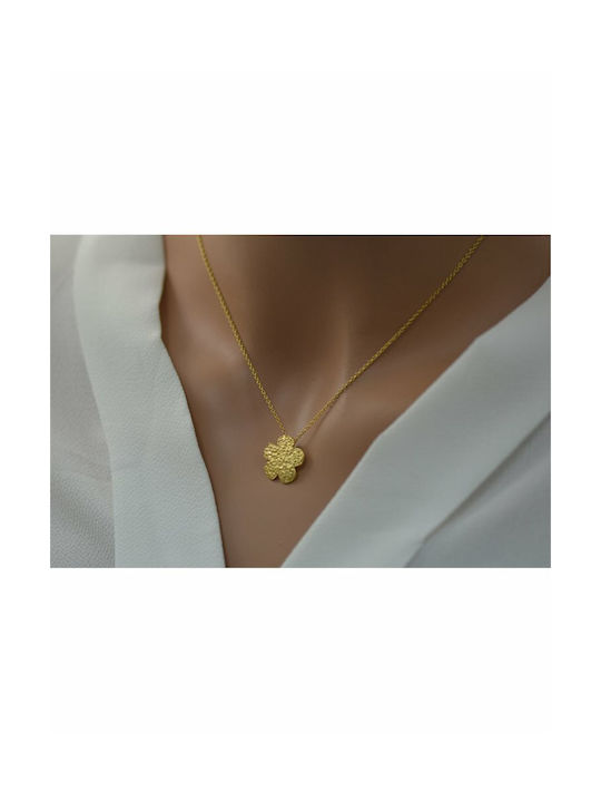 Paraxenies Halskette mit Design Blume aus Vergoldet Silber