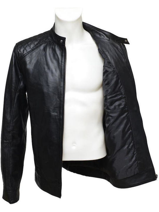 Δερμάτινα 100 Men's Winter Leather Jacket Black