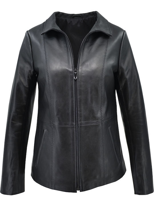 Dermatina 100 Women's Short Lifestyle Leather Jacket for Winter Black