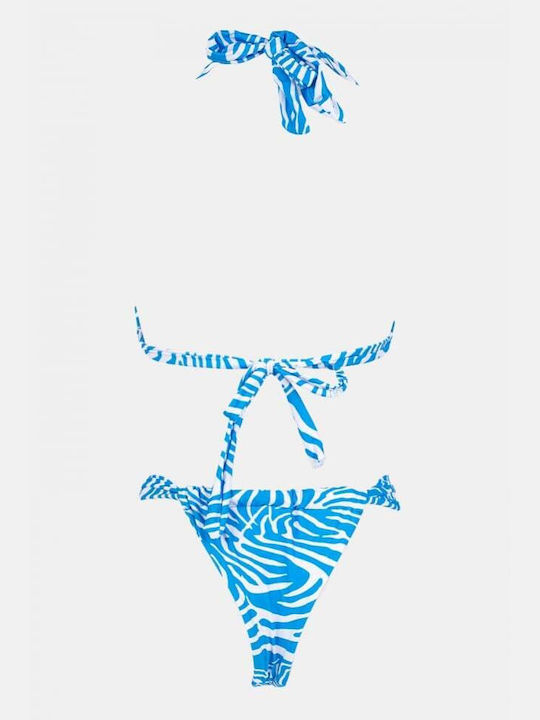 Set Bikini Triunghi Animal Print Albastru deschis