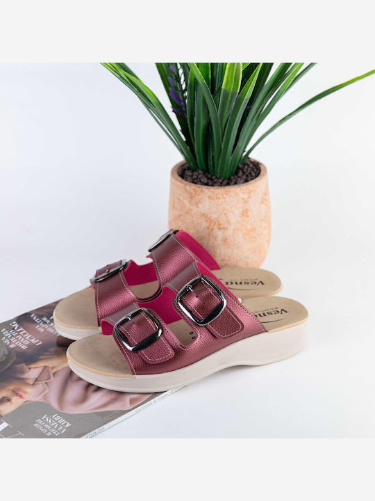 Flache Sandalen für Damen in Burgundisch Farbe