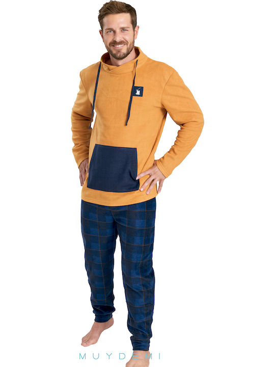 Muydemi Winter Checked Men's Pyjama Pants Yellow