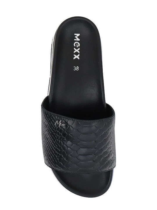 Leather Women's Flat Sandals in Black Color