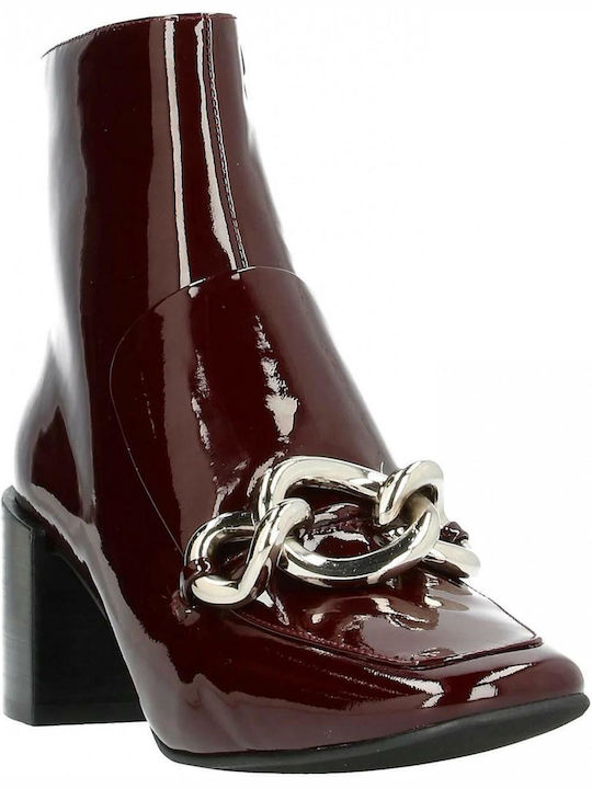 Jeffrey Campbell Damen Knöchelstiefel aus Lackleder Burgundisch