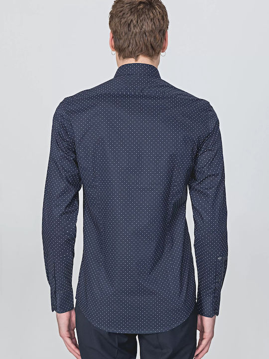 Antony Morato Herrenhemd Langärmelig Baumwolle Polka Dot Marineblau