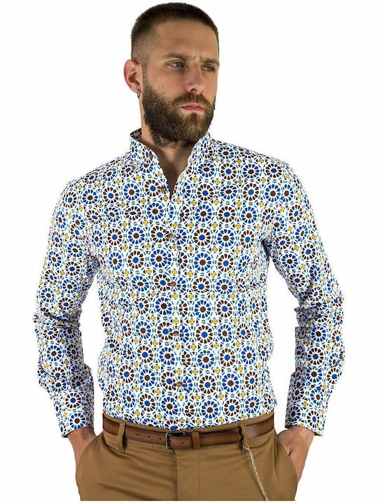 Stefan Fashion Men's Shirt Long Sleeve Cotton Checked Multicolour