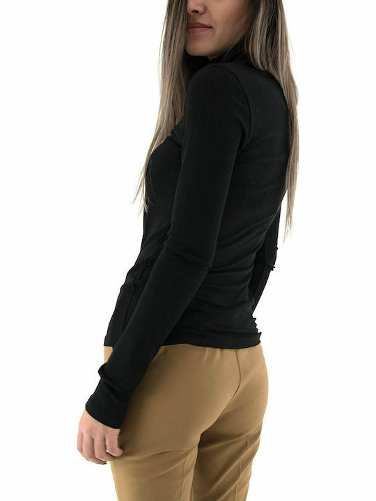 Women's Blouse Long Sleeve Turtleneck Black