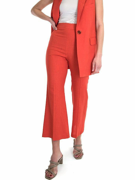 Women's Fabric Capri Trousers Red