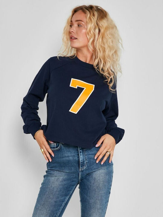 Noisy May Women's Cropped Sweatshirt Navy Blue