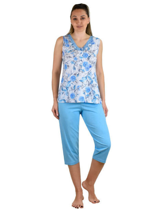 Relax Lingerie Sommer Damen Pyjama-Set Blau