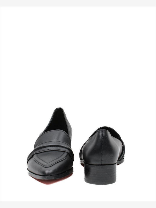 Leather Women's Loafers in Black Color