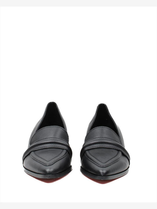 Leather Women's Loafers in Black Color