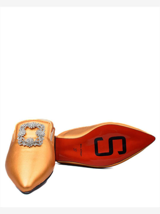 Flat Δερμάτινα Mules σε Πορτοκαλί Χρώμα