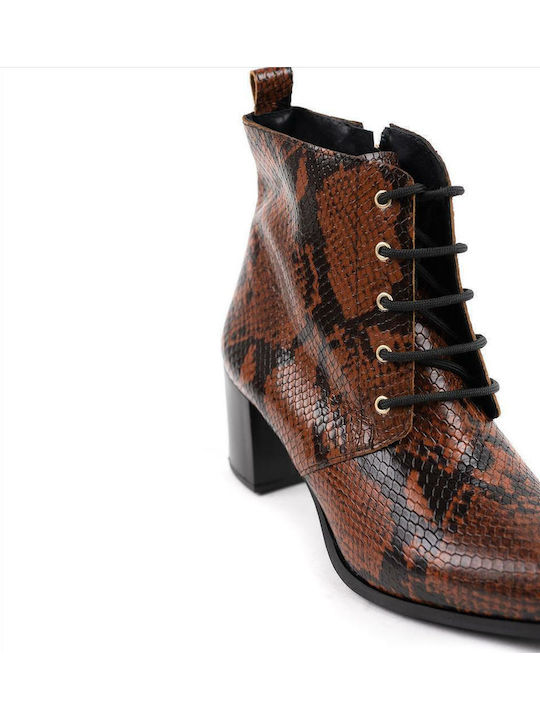 Leather Women's Ankle Boots Tabac Brown