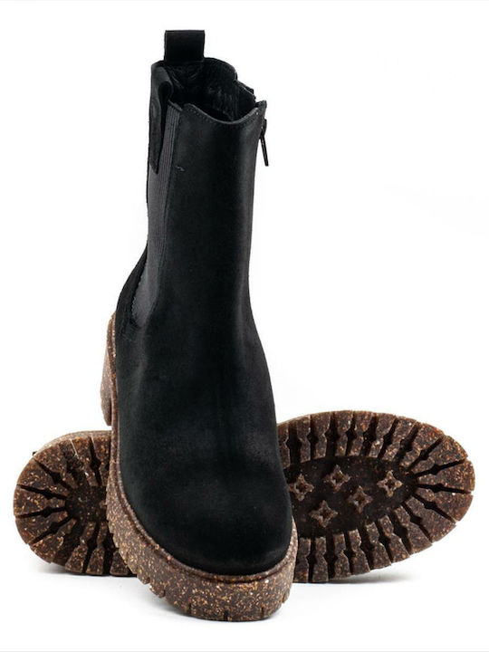Ghete dama Chelsea din piele Negru