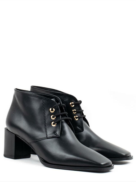 Wall Street Women's Leather Ankle Boots Black