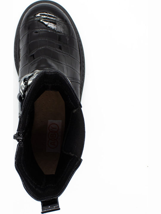 Anatomical Leather Kids Boots with Zipper Black