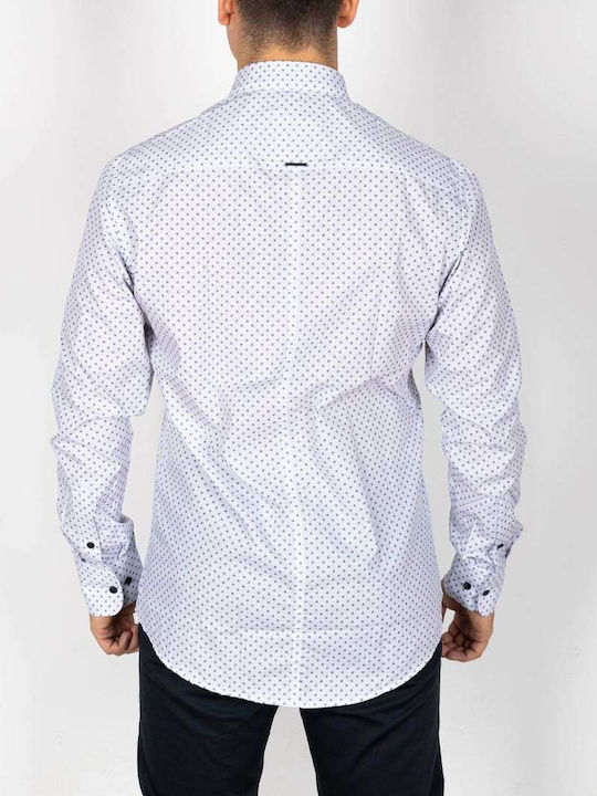 Vittorio Artist Men's Shirt Long Sleeve Polka Dot Gray