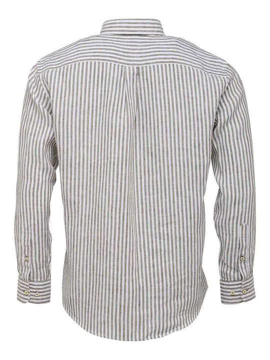 Fynch Hatton Men's Shirt Long Sleeve Linen Striped White