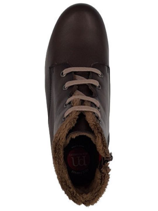 Leather Women's Ankle Boots Platform Brown