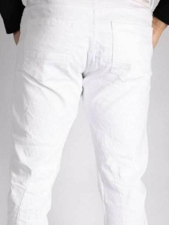Men's Jeans Pants Elastic with Slim Fit White
