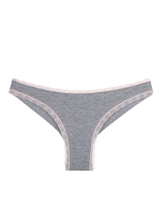 Βαμβακερά Damen Brasilien 3Pack mit Spitze Grey-beige-coral.