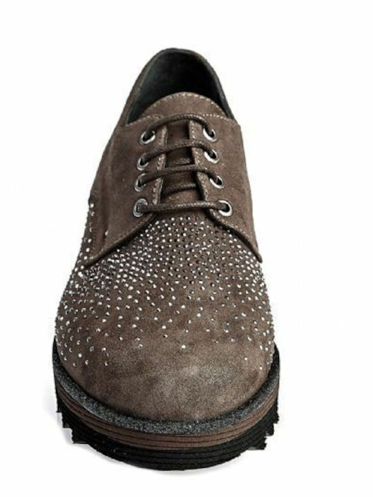 Δερμάτινα Γυναικεία Oxfords σε Καφέ Χρώμα
