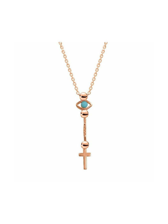 Amor Amor Cross from Rose Gold Plated Silver with Chain