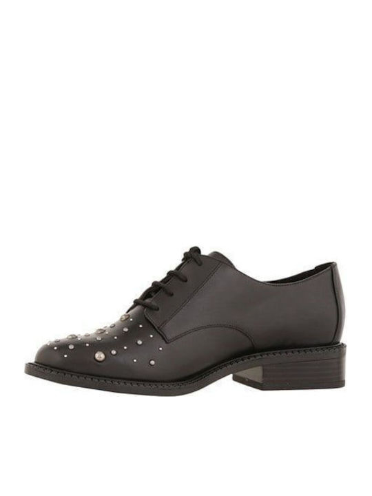 Leder Damen Oxfords in Schwarz Farbe