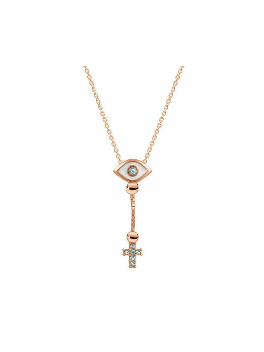 Amor Amor Cross from Rose Gold Plated Silver with Chain