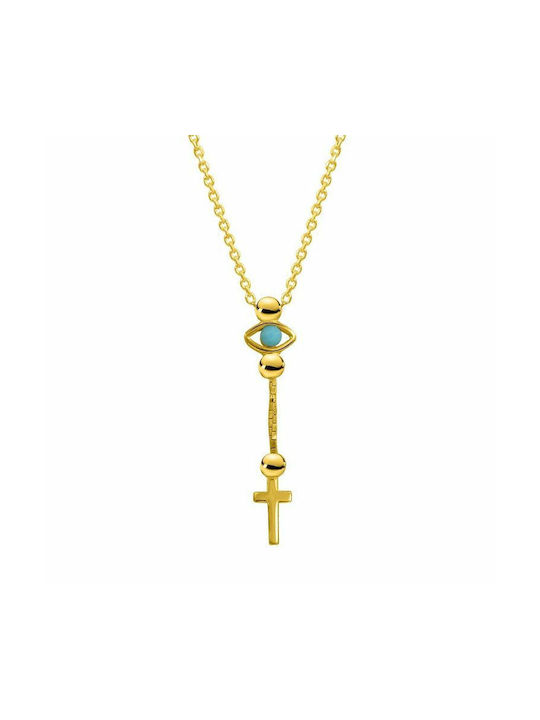 Amor Amor Cross from Gold Plated Silver with Chain